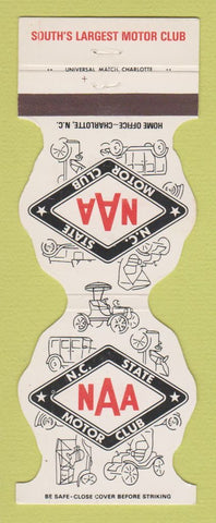 Matchbook Cover - NAA NC State Motor Club North Carolina