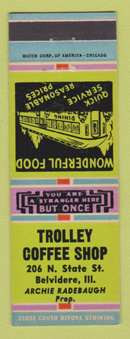 Matchbook Cover - Trolley Coffee Shop Belvidere IL