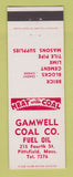 Matchbook Cover - Gamwell Coal Fuel Oil Pittsfield MA