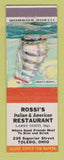 Matchbook Cover - Rossi's Italian Restaurant Toledo OH Larry Conti