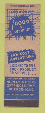 Matchbook Cover - Maryland Match Company Baltimore MD