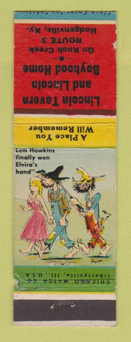 Matchbook Cover - Tavern Abraham Lincoln Home Hodgenville KY WEAR hillbilly