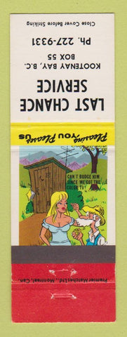 Matchbook Cover - Last Chance Service oil gas Kootenay Bay BC hillbilly