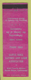 Matchbook Cover - Santa Rosa Savings and Loan CA WEAR