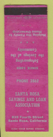 Matchbook Cover - Santa Rosa Savings and Loan CA WEAR