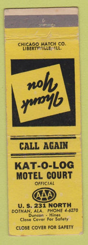 Matchbook Cover - Kat O Log Motel Court Dothan AL