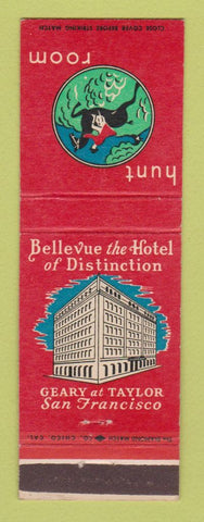Matchbook Cover - Bellevue Hotel San Francisco CA Hunt Room