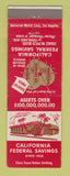 Matchbook Cover - California Federal Savings Los Angeles CA
