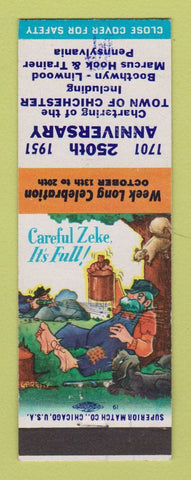 Matchbook Cover - Chichester PA Anniversary 1951 Marcus Hook hillbilly
