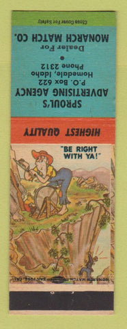 Matchbook Cover - Sproul's Advertising Monarch Match Homedale ID hillbilly