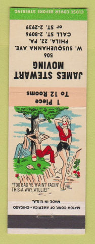 Matchbook Cover - James Stewart Moving Philadelphia PA hillbilly