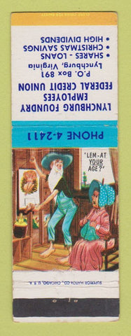 Matchbook Cover - Lynchburg Foundry Employees Credit Union VA hillbilly