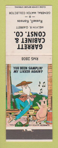 Matchbook Cover - Garrett Cabinet Construction Russell KS hillbilly
