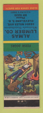 Matchbook Cover - Almas Lumber Cleveland OH Terry Says girlie hillbilly