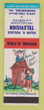 Matchbook Cover - Ralph Pugliese TV Service Harrisburg PA hillbilly