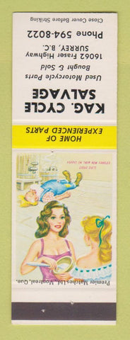Matchbook Cover - Kag Cycle Salvage Motorcycles Surrey BC hillbilly