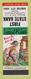 Matchbook Cover - First State Bank Webster City IA hillbilly