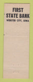 Matchbook Cover - First State Bank Webster City IA hillbilly