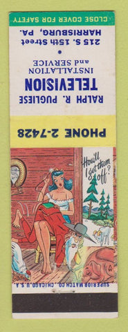 Matchbook Cover - Ralph Pugliese TV Service Harrisburg PA hillbilly
