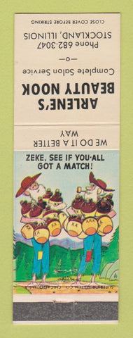 Matchbook Cover - Arlene's Beauty Nook Stockland IL hillbilly