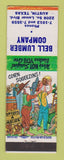 Matchbook Cover - Bell Lumber Company Austin TX hillbilly