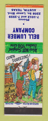 Matchbook Cover - Bell Lumber Company Austin TX hillbilly