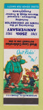 Matchbook Cover - Chichester PA Anniversary 1951 Marcus Hook hillbilly