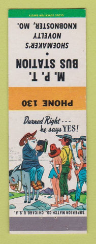 Matchbook Cover - MPT Bus Station Knobnoster MO hillbilly