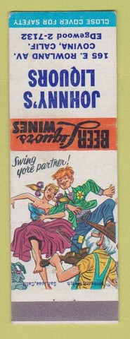 Matchbook Cover - Johnny's Liquors Covina CA hillbilly