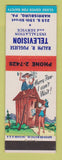 Matchbook Cover - Ralph Pugliese TV Service Harrisburg PA hillbilly