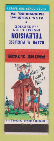 Matchbook Cover - Ralph Pugliese TV Service Harrisburg PA hillbilly