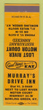 Matchbook Cover - Murray's Drive Inn Bowling Green KY Lost River Motel YELLOW