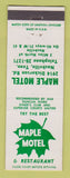 Matchbook Cover - Maple Motel Restaurant Nashville TN
