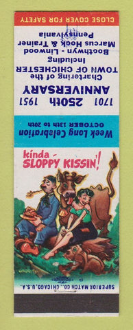 Matchbook Cover - Chichester PA Anniversary 1951 Marcus Hook hillbilly