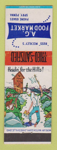 Matchbook Cover - AG Food Market Grocery Spry PA Russ Meckley hillbilly