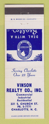 Matchbook Cover - Vinson Real Estate Charlotte NC