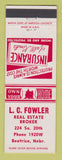 Matchbook Cover - LC Fowler Real Estate Beatrice NE