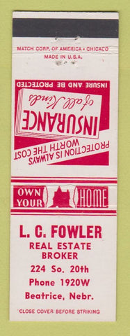 Matchbook Cover - LC Fowler Real Estate Beatrice NE