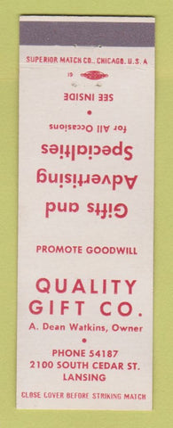 Matchbook Cover - Quality Gift Store Lansing MI