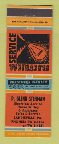 Matchbook Cover - P Glenn Stehman Electrical Service Landisville PA