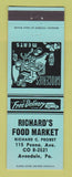 Matchbook Cover - Richard's Food Market Avondale PA