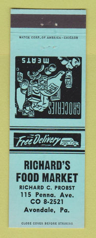 Matchbook Cover - Richard's Food Market Avondale PA