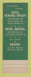 Matchbook Cover - Hotel Bristol VA General Shelby