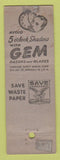 Matchbook Cover - Gem Razor Blades WWII WEAR