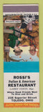 Matchbook Cover - Rossi's Italian Restaurant Toledo OH Larry Conti