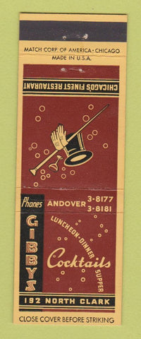 Matchbook Cover - Gibby's Cocktail Bar Chicago IL