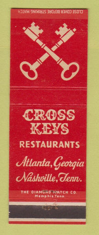 Matchbook Cover - Cross Keys Restaurants Atlanta GA Nashville TN