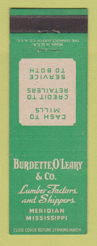 Matchbook Cover - Burdette O'Leary Lumber Meridian MS