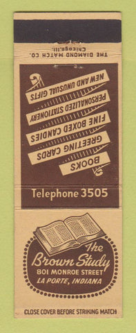 Matchbook Cover - Brown Study Book Store La Porte IN