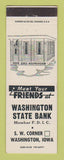 Matchbook Cover - Washington State Bank Washington IA